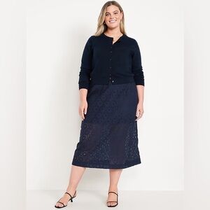 Old Navy Women’s High-Waisted Lace Midi Skirt L Navy